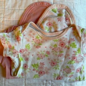 Two onesies, 6-9 months, pink & floral